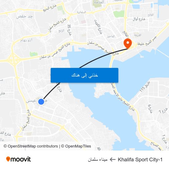 Khalifa Sport City-1 to ميناء سلمان map