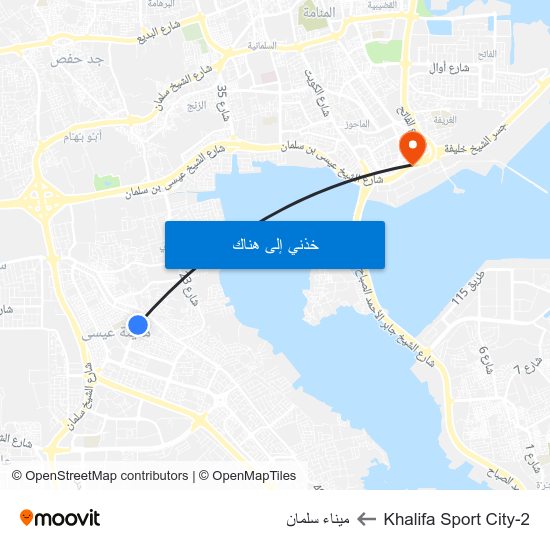 Khalifa Sport City-2 to ميناء سلمان map