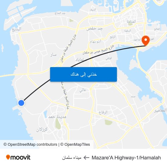 Mazare'A  Highway-1/Hamalah to ميناء سلمان map