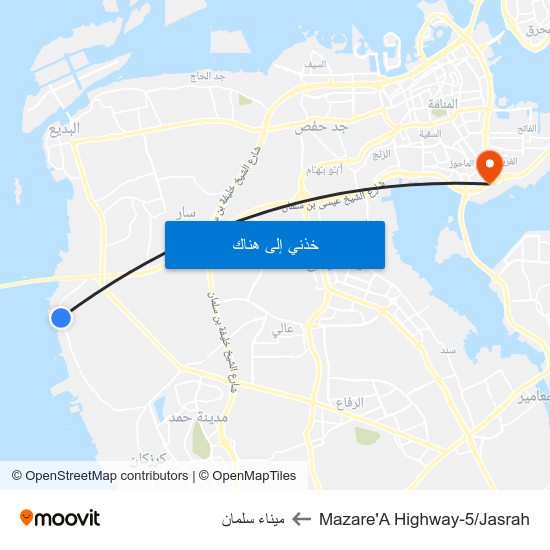 Mazare'A Highway-5/Jasrah to ميناء سلمان map