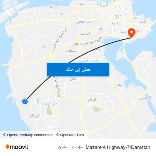 Mazare'A Highway-7/Damstan to ميناء سلمان map