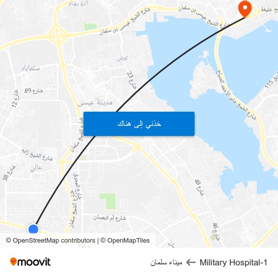 Military Hospital-1 to ميناء سلمان map