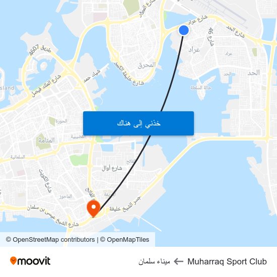 Muharraq Sport Club to ميناء سلمان map