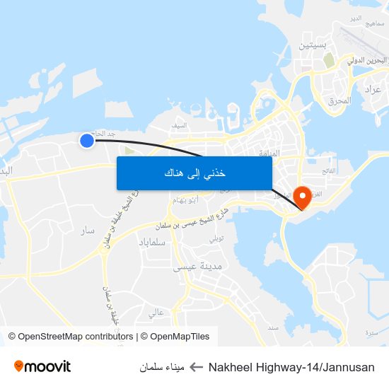 Nakheel Highway-14/Jannusan to ميناء سلمان map