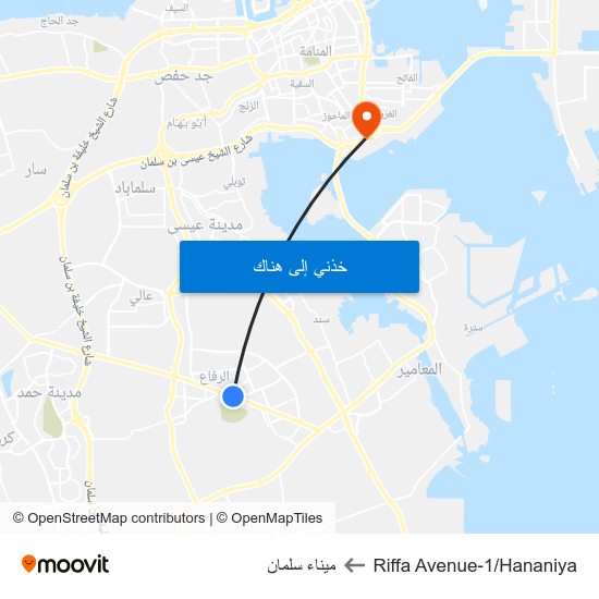 Riffa Avenue-1/Hananiya to ميناء سلمان map