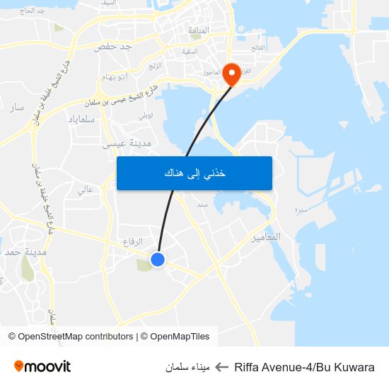Riffa Avenue-4/Bu Kuwara to ميناء سلمان map