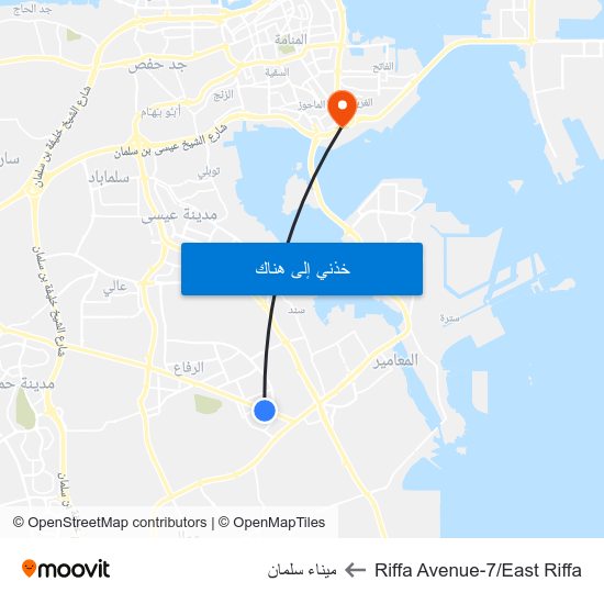Riffa Avenue-7/East Riffa to ميناء سلمان map