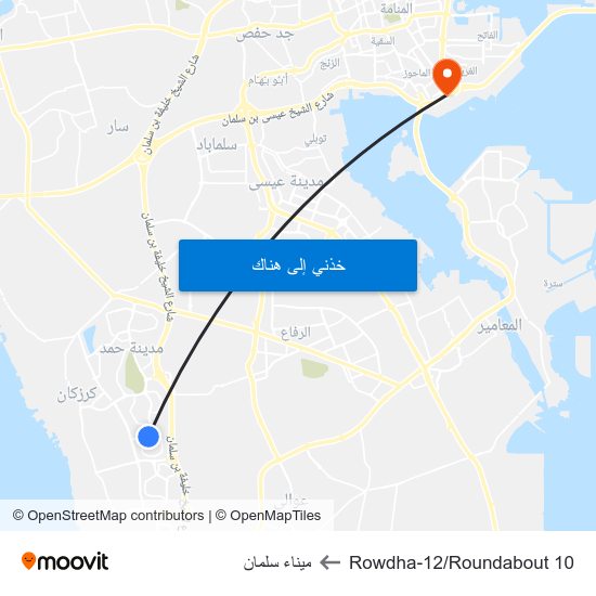 Rowdha-12/Roundabout 10 to ميناء سلمان map