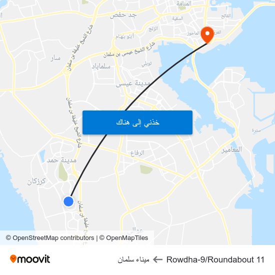 Rowdha-9/Roundabout 11 to ميناء سلمان map
