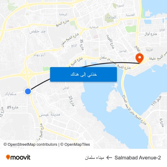 Salmabad Avenue-2 to ميناء سلمان map