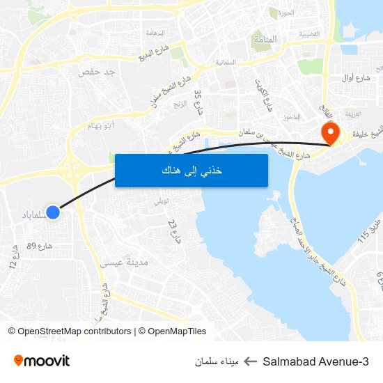 Salmabad Avenue-3 to ميناء سلمان map