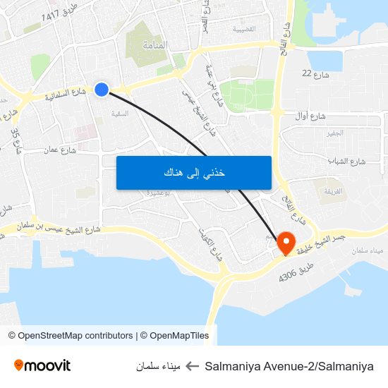 Salmaniya Avenue-2/Salmaniya to ميناء سلمان map