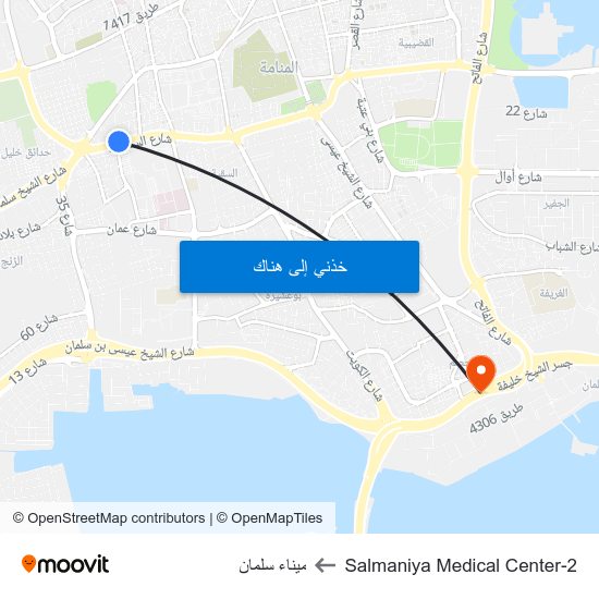 Salmaniya Medical Center-2 to ميناء سلمان map