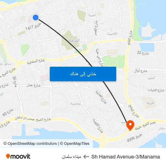 Sh Hamad Avenue-3/Manama to ميناء سلمان map