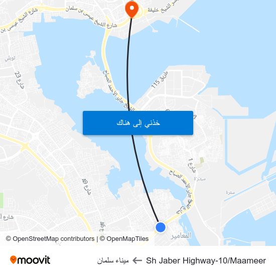 Sh Jaber Highway-10/Maameer to ميناء سلمان map