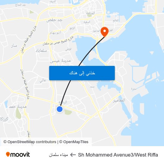 Sh Mohammed Avenue3/West Riffa to ميناء سلمان map