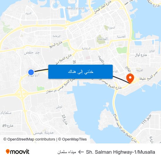 Sh. Salman Highway-1/Musalla to ميناء سلمان map