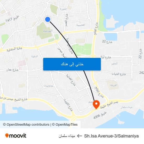 Sh.Isa Avenue-3/Salmaniya to ميناء سلمان map