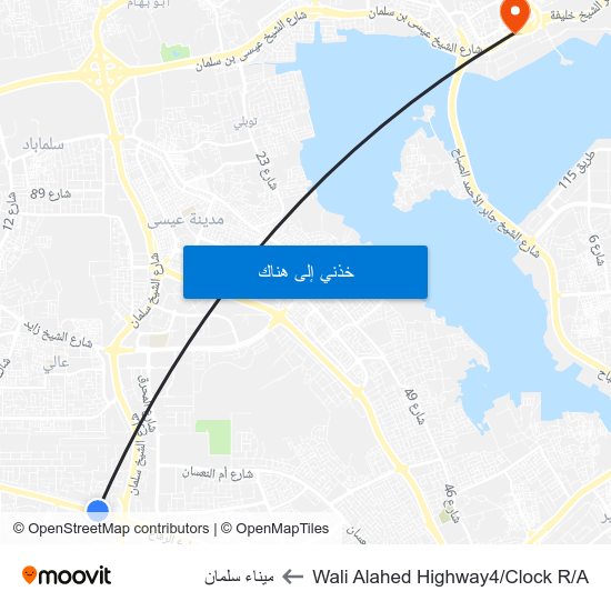 Wali Alahed Highway4/Clock R/A to ميناء سلمان map