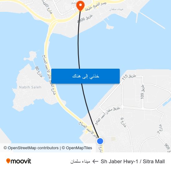 Sh Jaber Hwy-1 / Sitra Mall to ميناء سلمان map