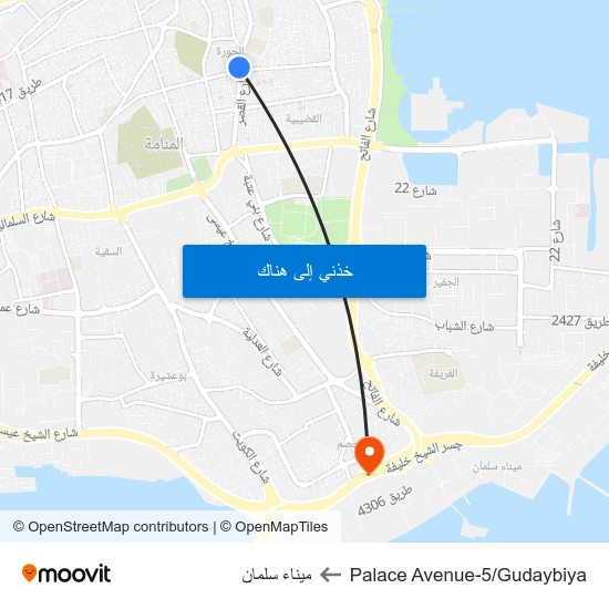 Palace Avenue-5/Gudaybiya to ميناء سلمان map