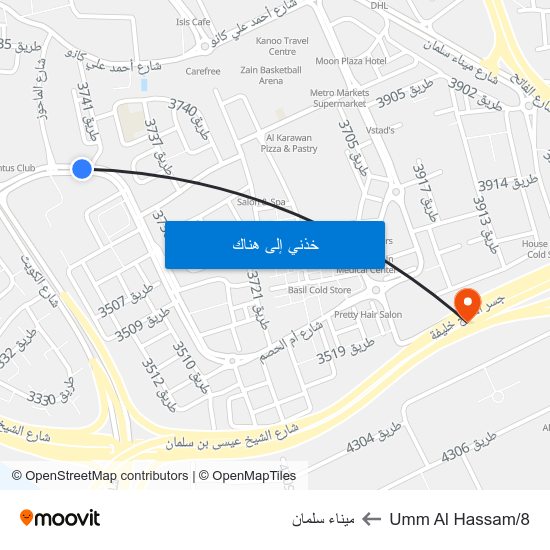 Umm Al Hassam/8 to ميناء سلمان map