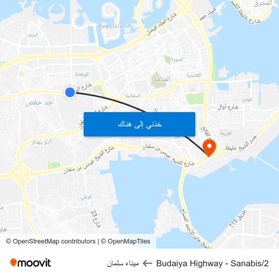 Budaiya Highway - Sanabis/2 to ميناء سلمان map