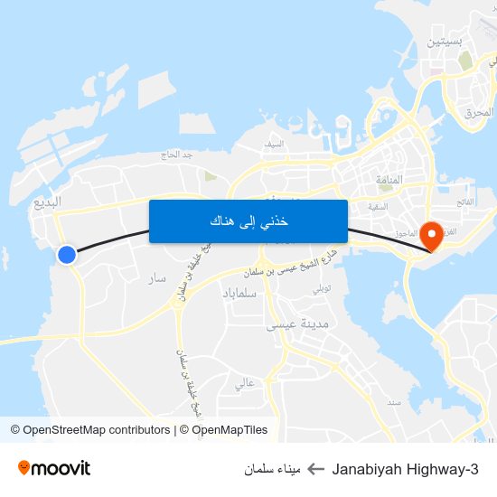 Janabiyah Highway-3 to ميناء سلمان map