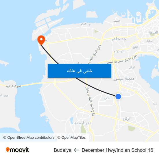 16 December Hwy/Indian School to Budaiya map