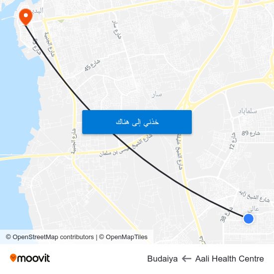 Aali Health Centre to Budaiya map