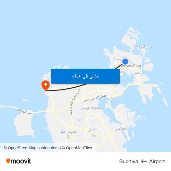 Airport to Budaiya map