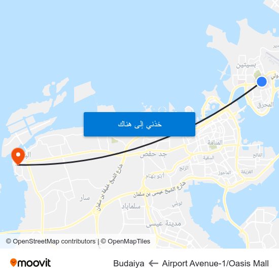 Airport Avenue-1/Oasis Mall to Budaiya map