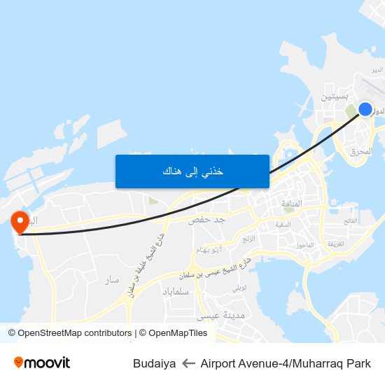 Airport Avenue-4/Muharraq Park to Budaiya map