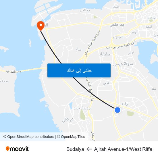 Ajirah Avenue-1/West Riffa to Budaiya map