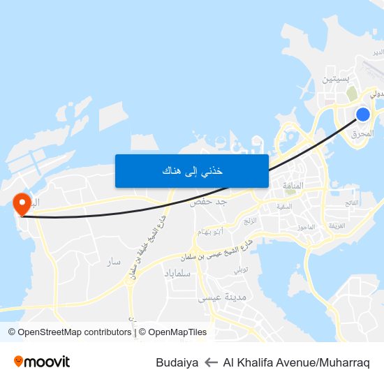 Al Khalifa Avenue/Muharraq to Budaiya map