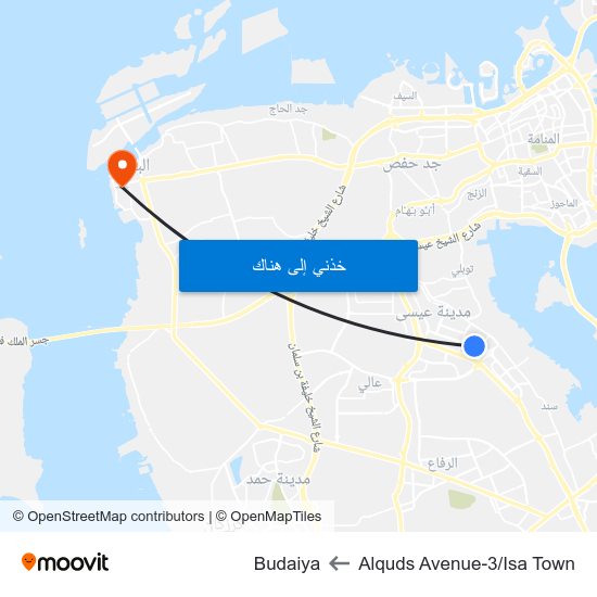 Alquds Avenue-3/Isa Town to Budaiya map
