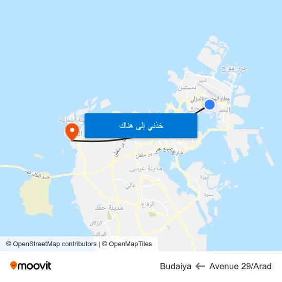 Avenue 29/Arad to Budaiya map