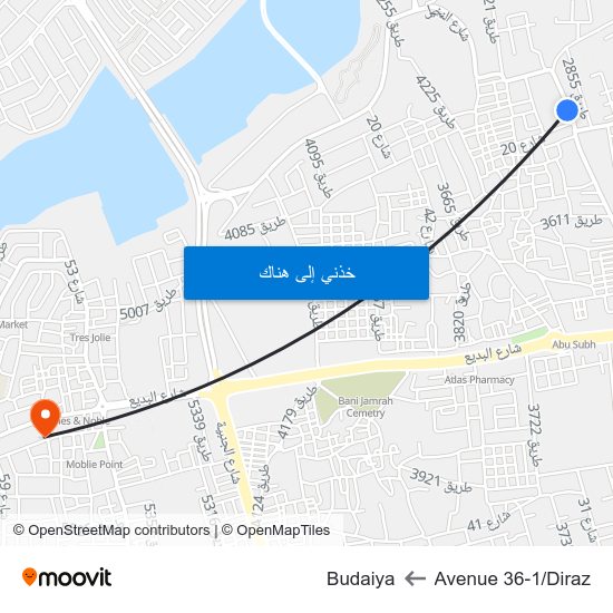 Avenue 36-1/Diraz to Budaiya map