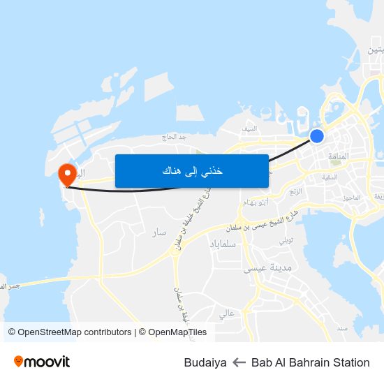 Bab Al Bahrain Station to Budaiya map