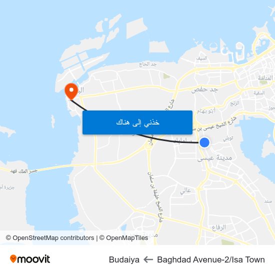 Baghdad Avenue-2/Isa Town to Budaiya map