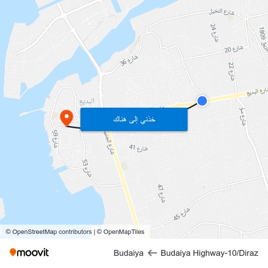 Budaiya Highway-10/Diraz to Budaiya map