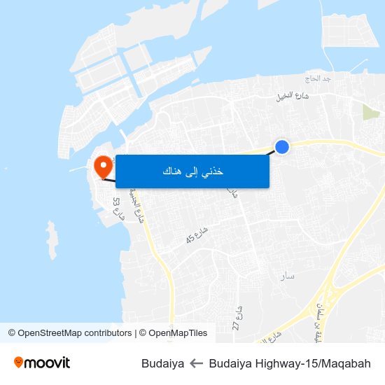 Budaiya Highway-15/Maqabah to Budaiya map