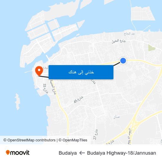 Budaiya Highway-18/Jannusan to Budaiya map