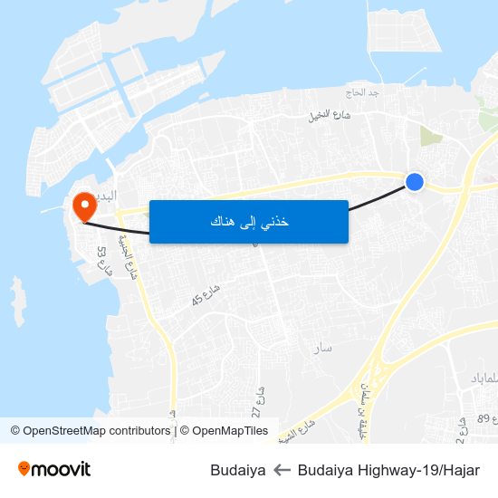 Budaiya Highway-19/Hajar to Budaiya map