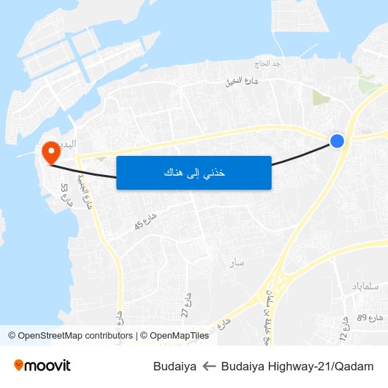Budaiya Highway-21/Qadam to Budaiya map