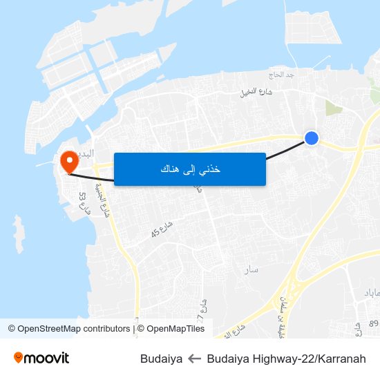 Budaiya Highway-22/Karranah to Budaiya map