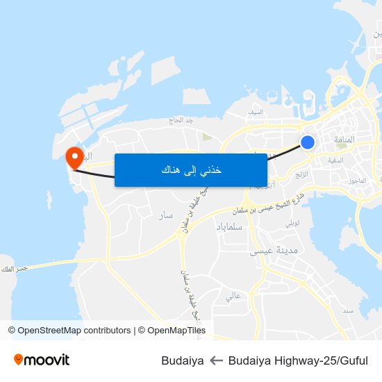 Budaiya Highway-25/Guful to Budaiya map
