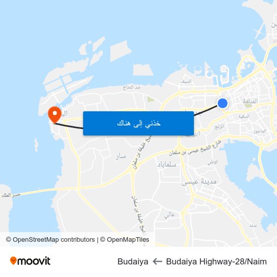 Budaiya Highway-28/Naim to Budaiya map