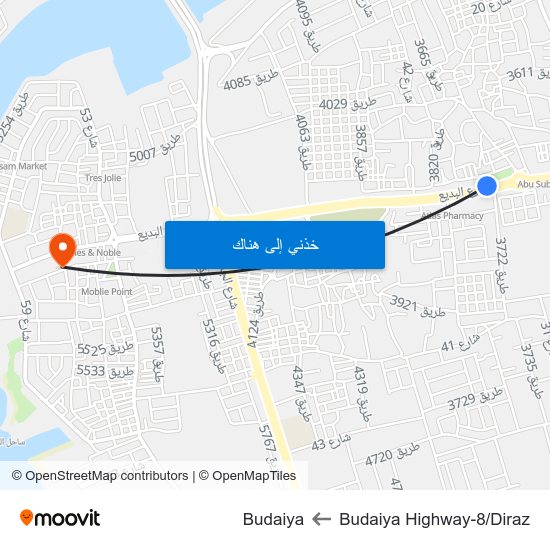 Budaiya Highway-8/Diraz to Budaiya map