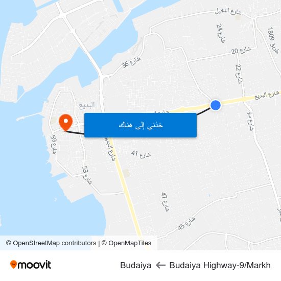 Budaiya Highway-9/Markh to Budaiya map
